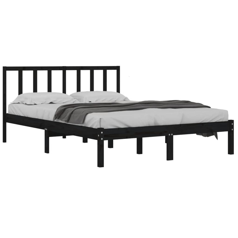 Bedframe massief grenenhout zwart 120x190 cm 4FT Small Double