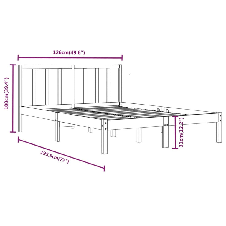 Bedframe massief grenenhout zwart 120x190 cm 4FT Small Double
