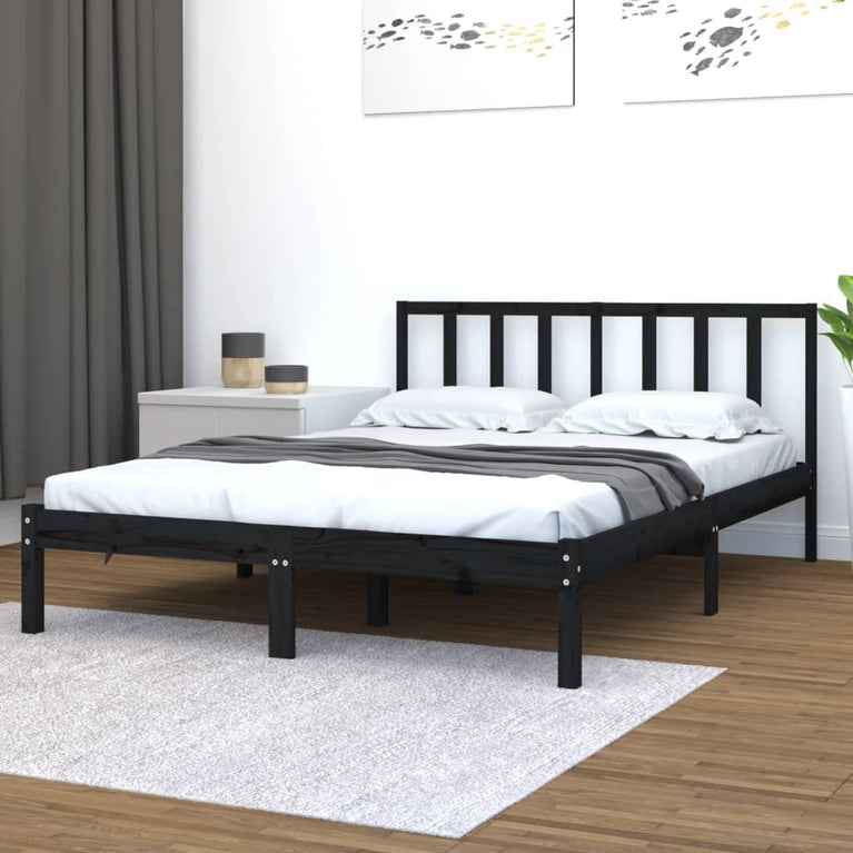 Bedframe massief grenenhout zwart 120x190 cm 4FT Small Double