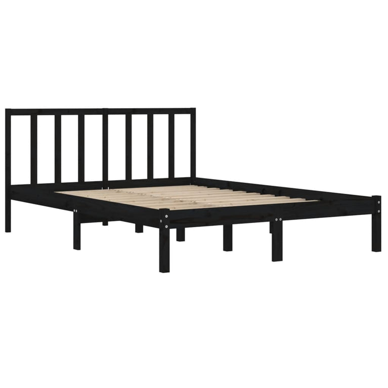 Bedframe massief grenenhout zwart 135x190 cm 4FT6 Double