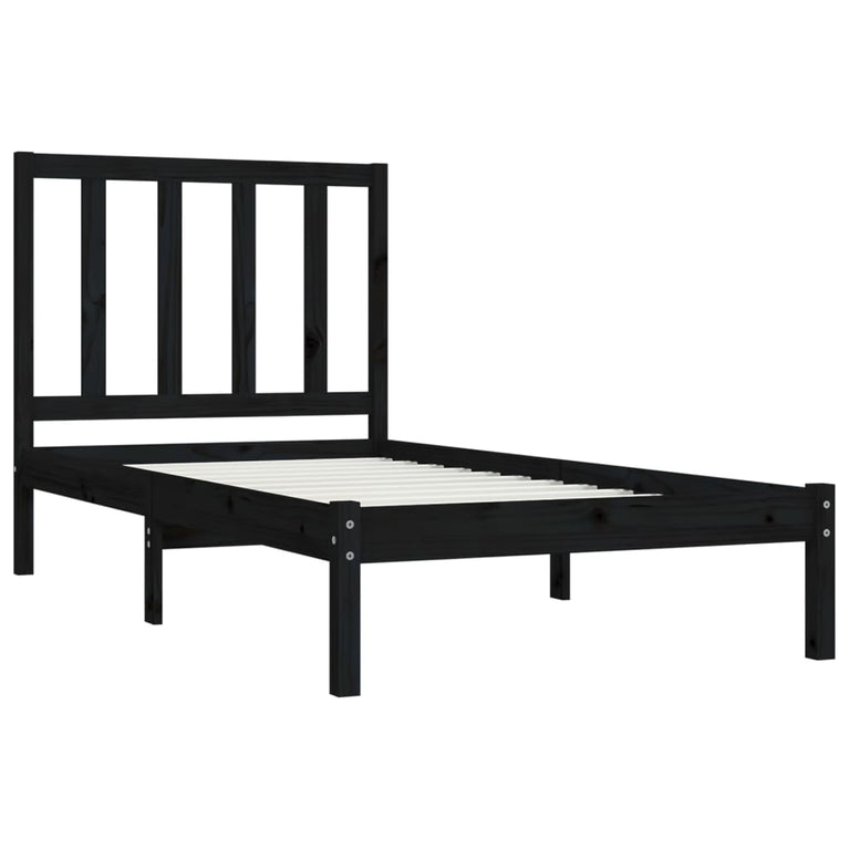 Bedframe massief grenenhout zwart 75x190 cm 2FT6 Small Single