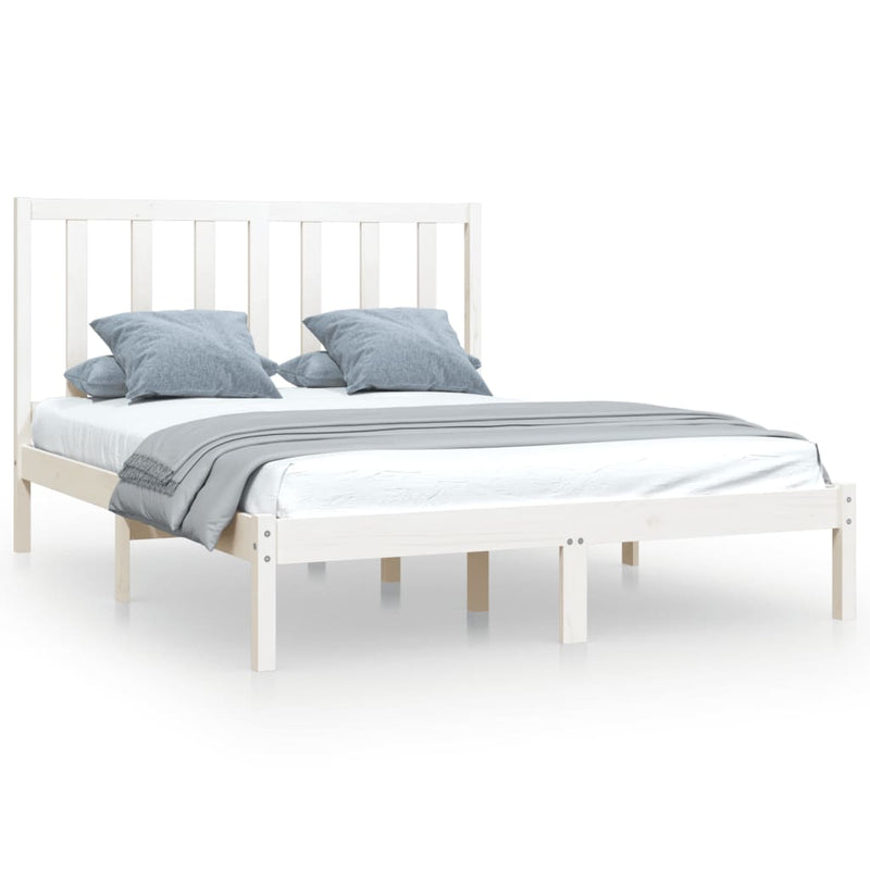 Bedframe massief grenenhout wit 140x190 cm