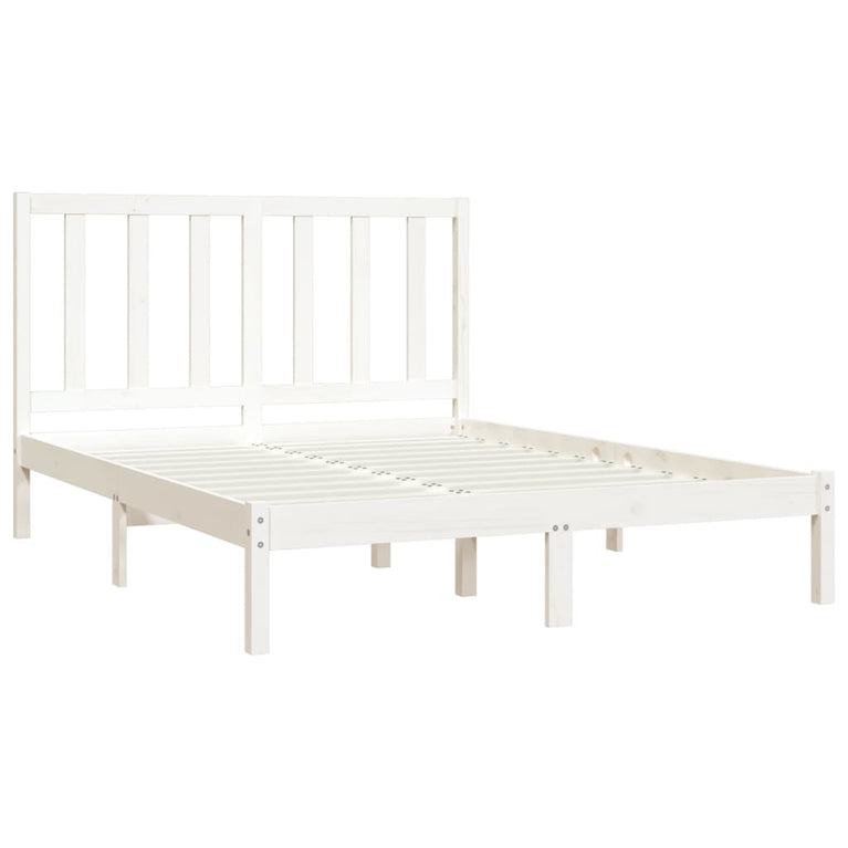 Bedframe massief grenenhout wit 140x190 cm