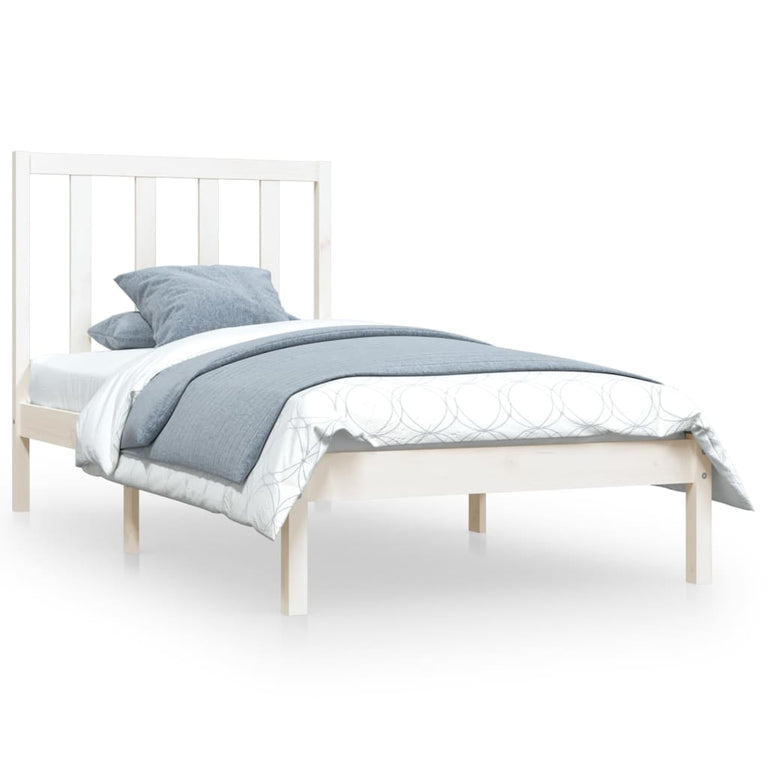 Bedframe massief grenenhout wit 100x200 cm