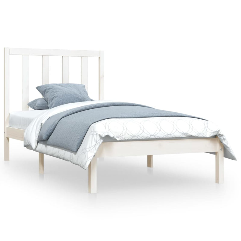 Bedframe massief grenenhout wit 100x200 cm