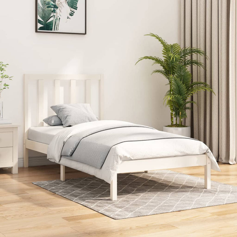 Bedframe massief grenenhout wit 100x200 cm