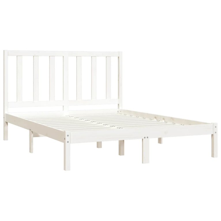 Bedframe massief grenenhout wit 120x200 cm