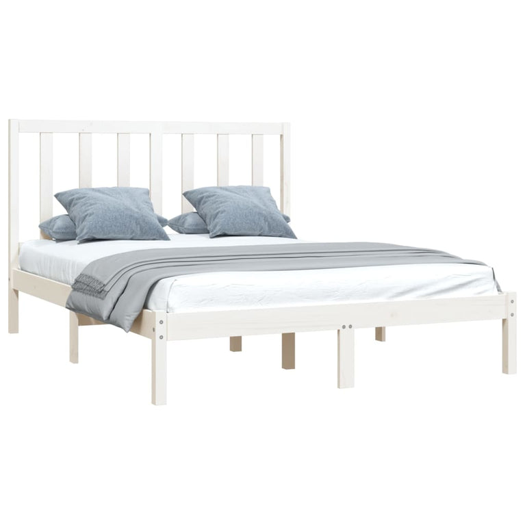 Bedframe massief grenenhout wit 140x200 cm