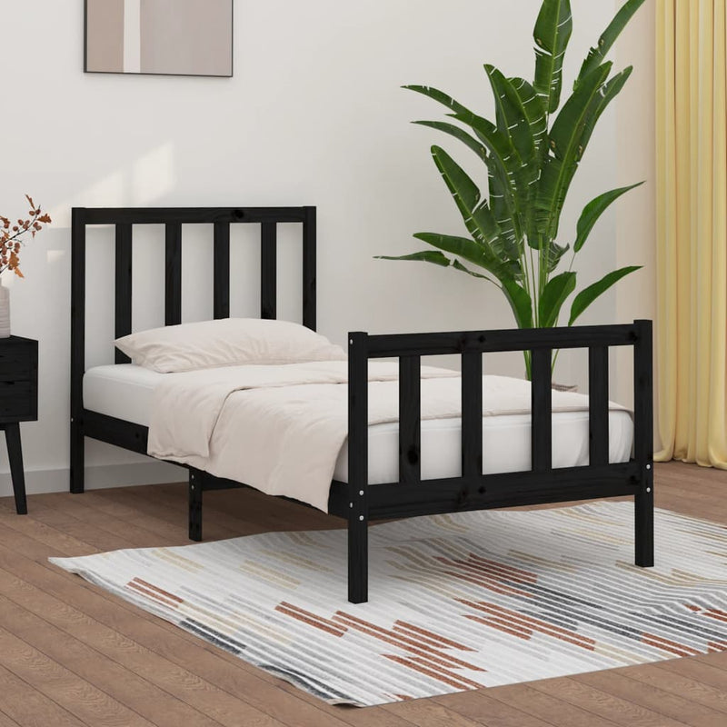 Bedframe massief hout zwart 75x190 cm 2FT6 Small Single