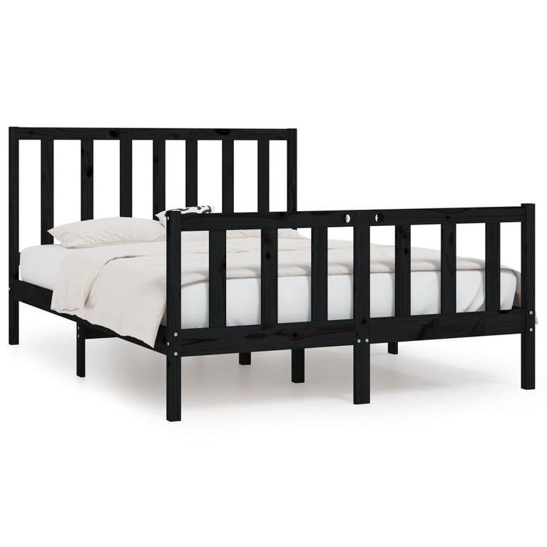 Bedframe massief hout zwart 120x190 cm 4FT Small Double