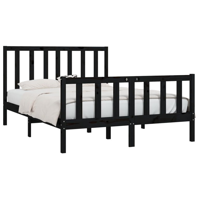 Bedframe massief hout zwart 120x190 cm 4FT Small Double