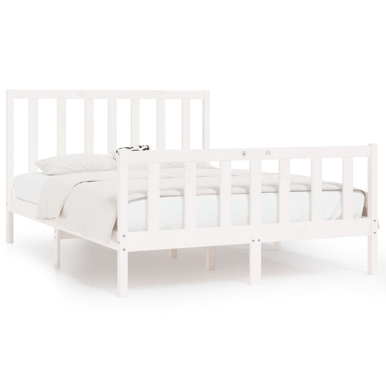 Bedframe massief hout wit 140x190 cm