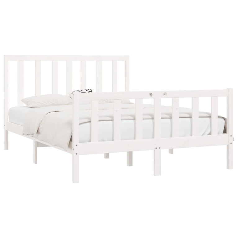 Bedframe massief hout wit 140x190 cm