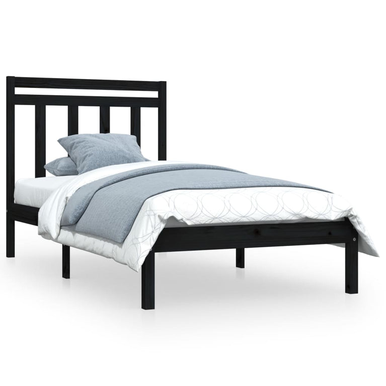 Bedframe massief hout zwart 75x190 cm 2FT6 Small Single