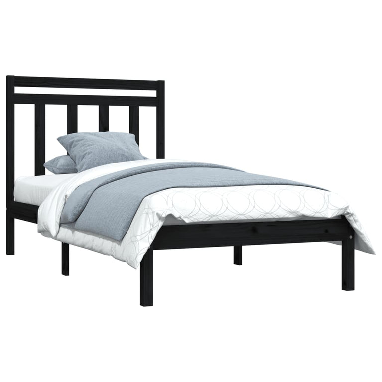 Bedframe massief hout zwart 75x190 cm 2FT6 Small Single
