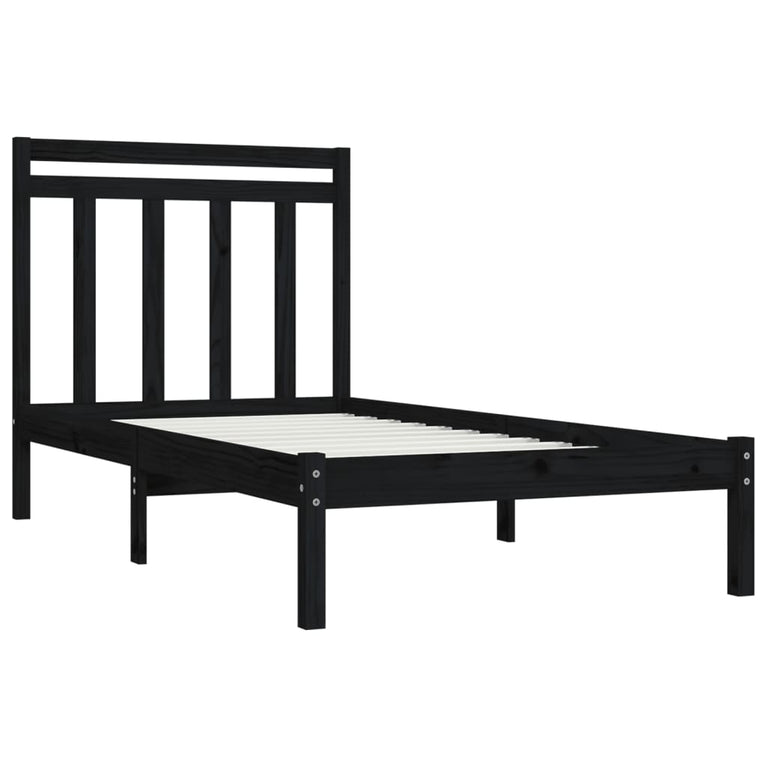 Bedframe massief hout zwart 75x190 cm 2FT6 Small Single