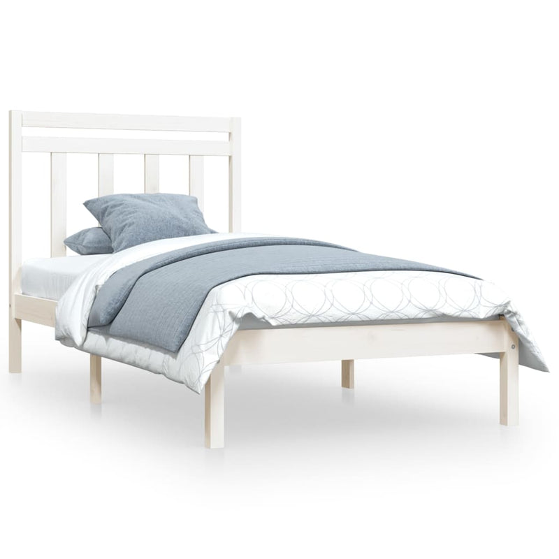 Bedframe massief hout wit 100x200 cm