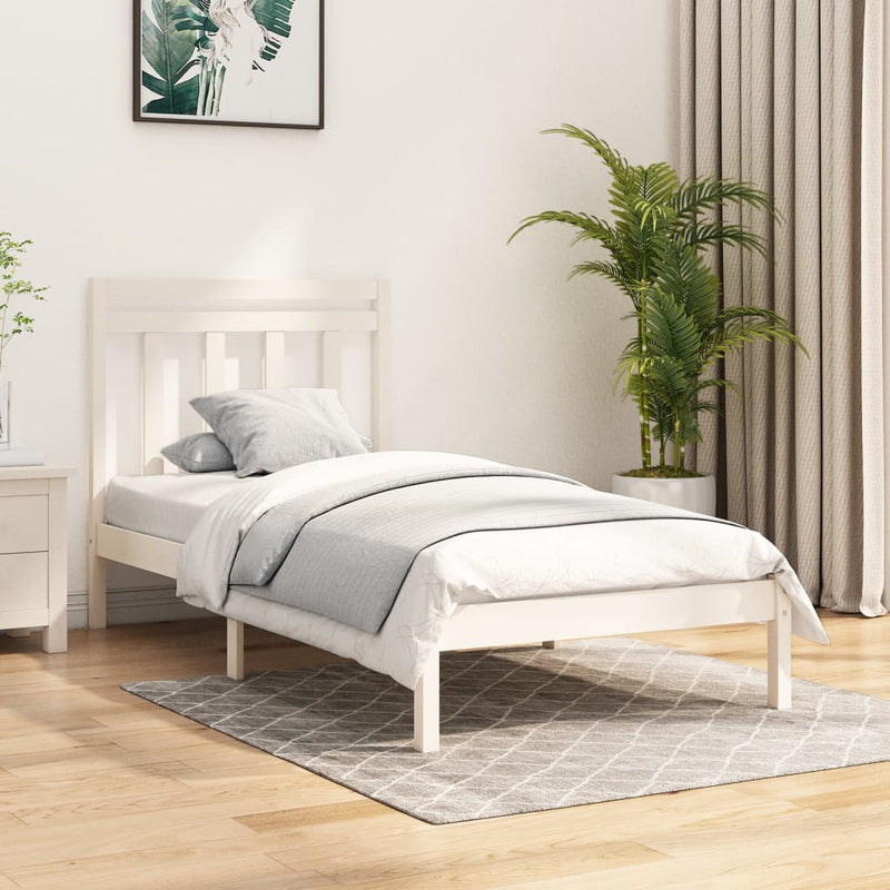 Bedframe massief hout wit 100x200 cm