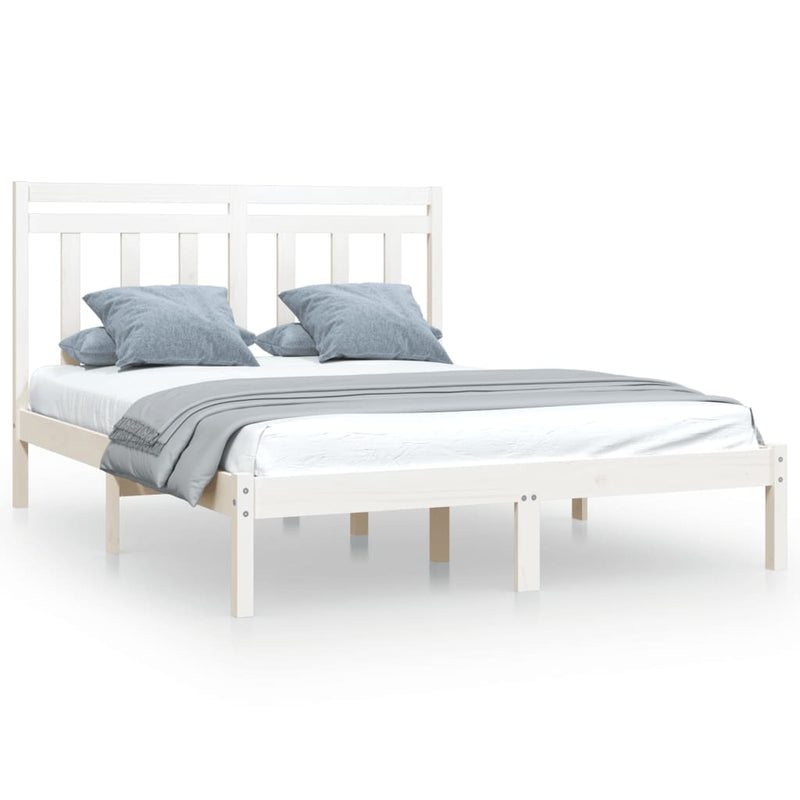 Bedframe massief hout wit 140x200 cm
