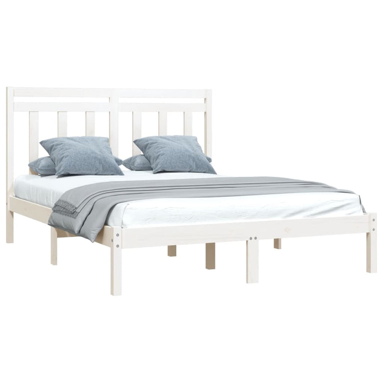 Bedframe massief hout wit 140x200 cm