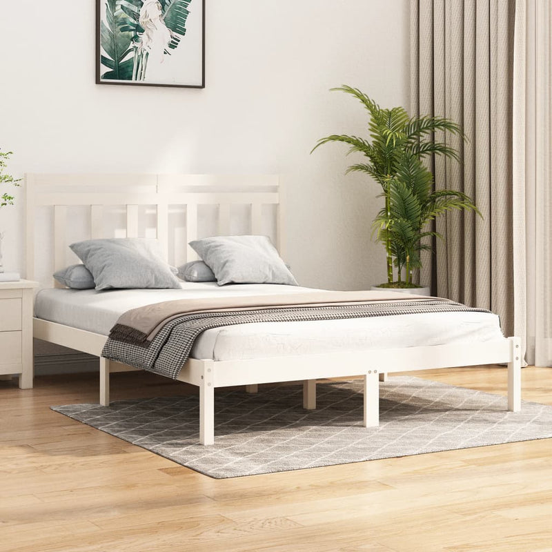 Bedframe massief hout wit 140x200 cm