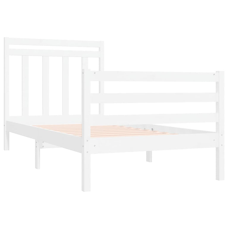 Bedframe massief hout wit 90x190 cm 3FT Single