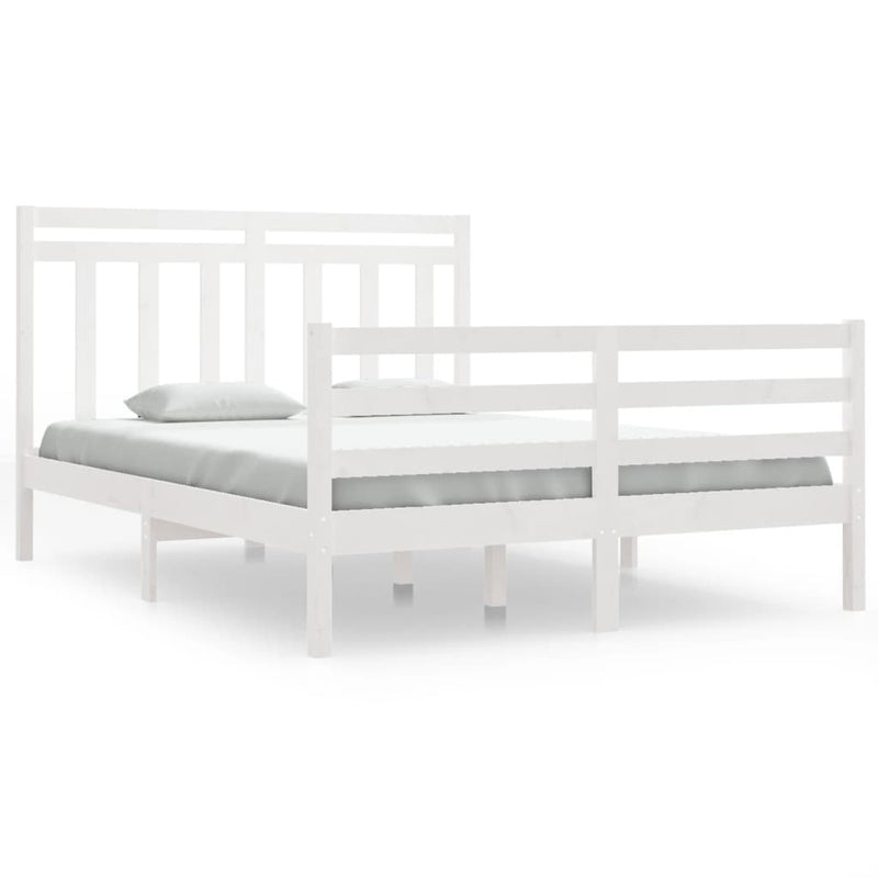 Bedframe massief hout wit 135x190 cm 4FT6 Double