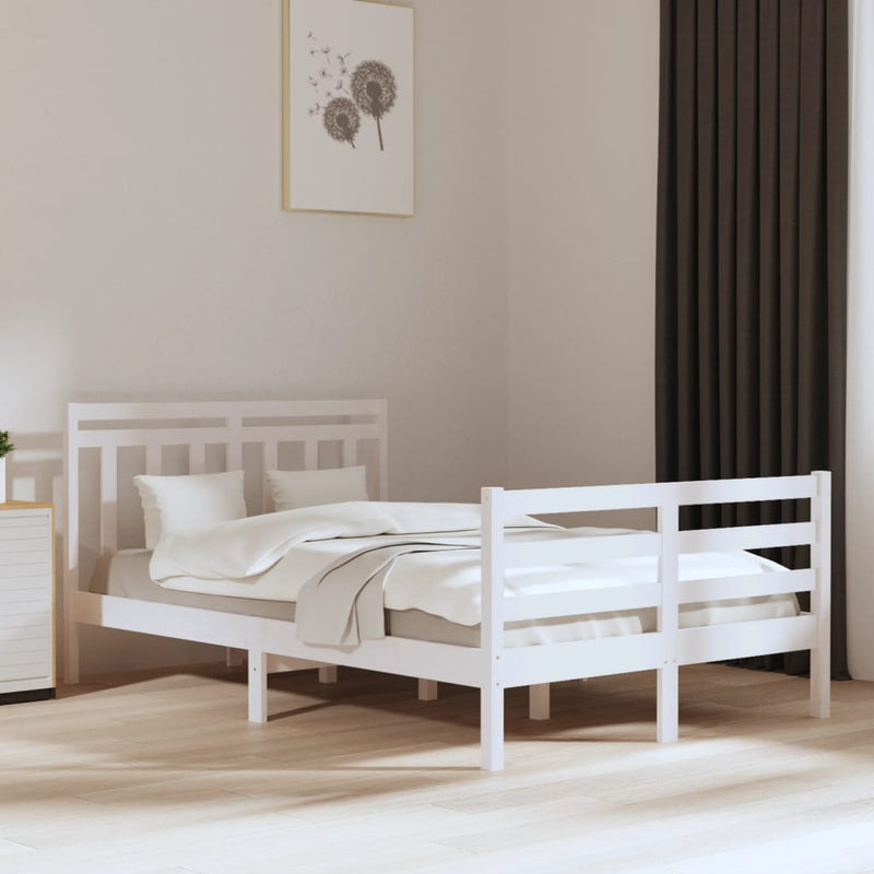 Bedframe massief hout wit 135x190 cm 4FT6 Double