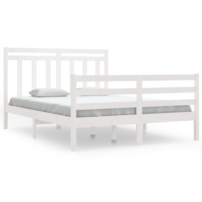 Bedframe massief hout wit 140x190 cm