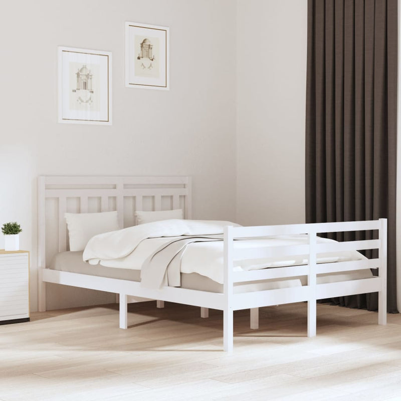Bedframe massief hout wit 140x190 cm