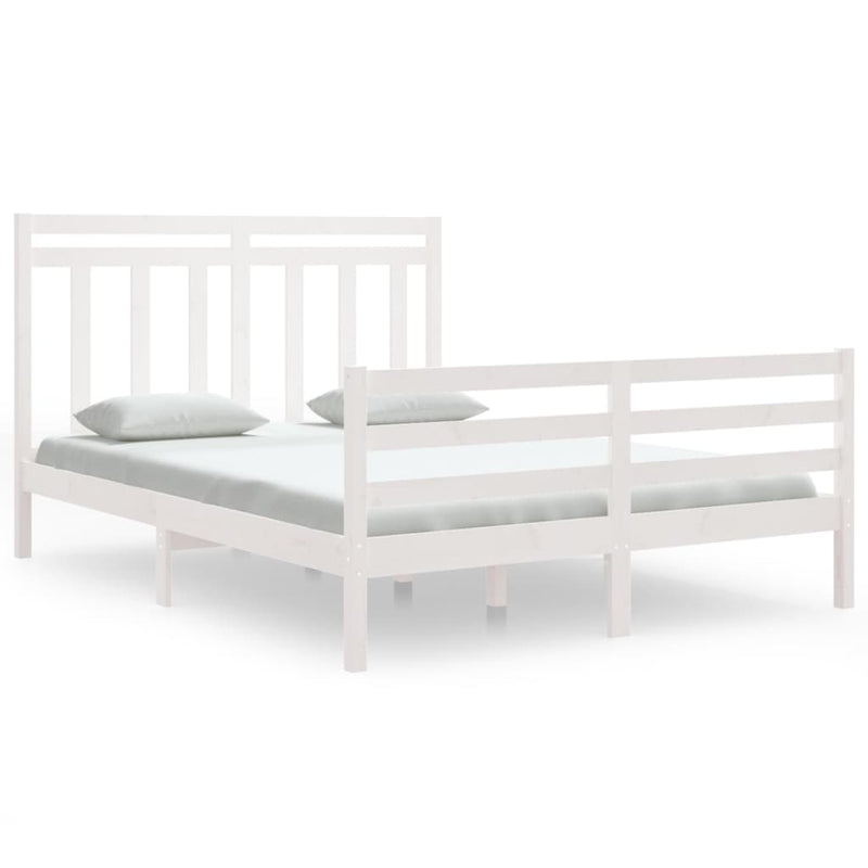 Bedframe massief hout wit 150x200 cm 5FT King Size