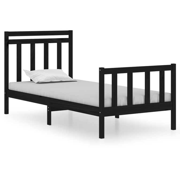 Bedframe massief hout zwart 75x190 cm 2FT6 Small Single