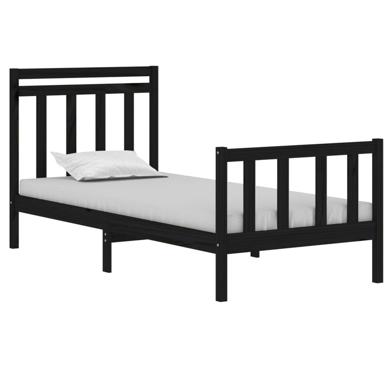 Bedframe massief hout zwart 75x190 cm 2FT6 Small Single