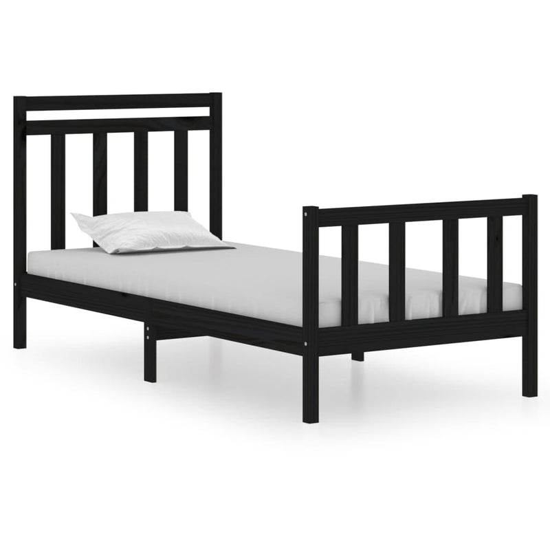 Bedframe massief hout zwart 90x190 cm 3FT Single