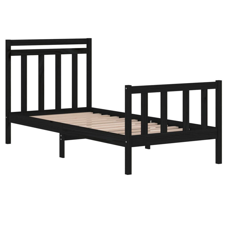 Bedframe massief hout zwart 90x190 cm 3FT Single