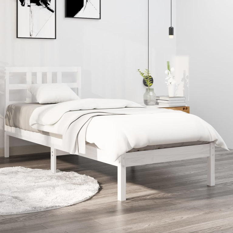 Bedframe massief hout wit 75x190 cm 2FT6 Small Single