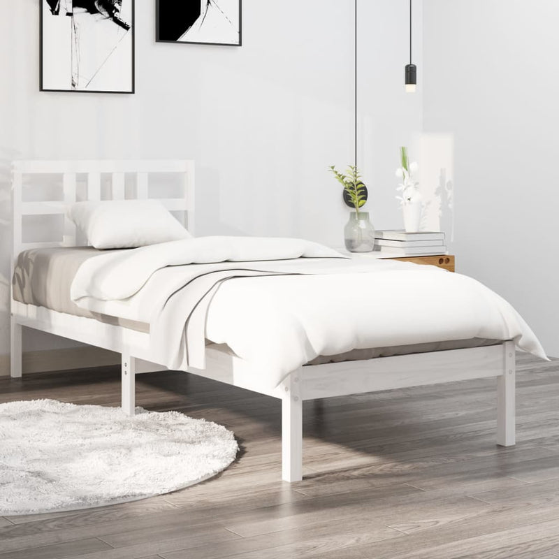 Bedframe massief hout wit 75x190 cm 2FT6 Small Single