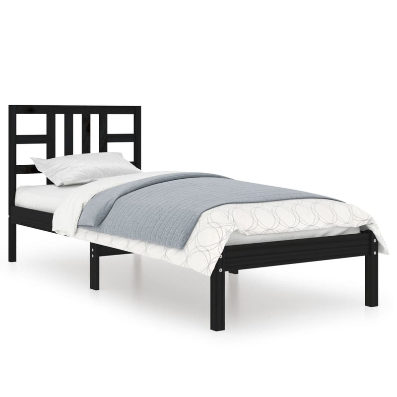 Bedframe massief hout zwart 75x190 cm 2FT6 Small Single