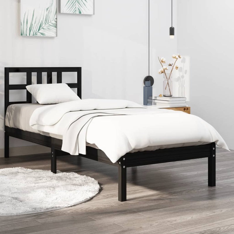 Bedframe massief hout zwart 75x190 cm 2FT6 Small Single