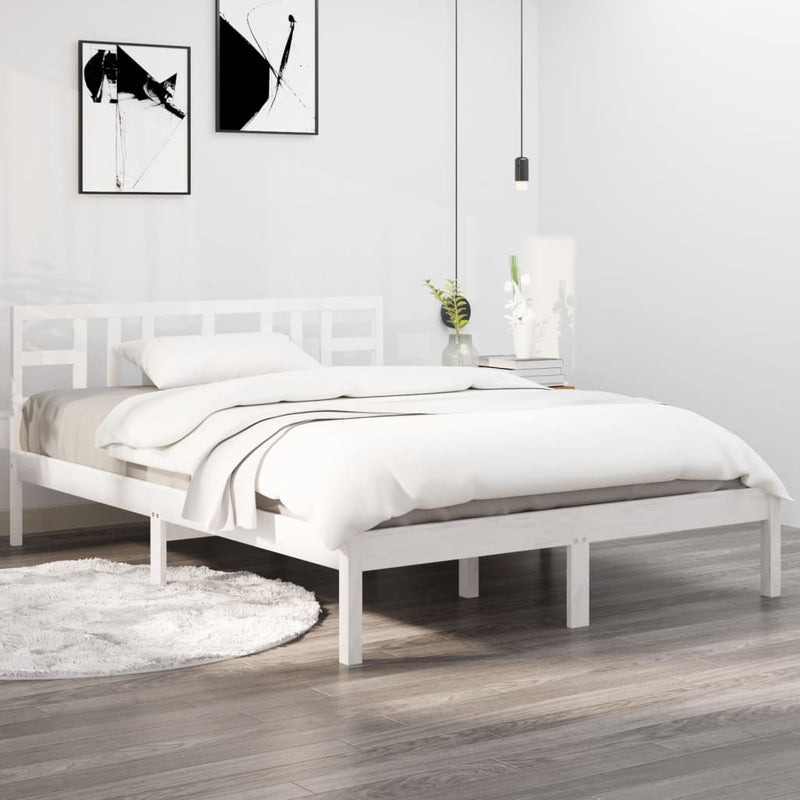 Bedframe massief hout wit 120x200 cm