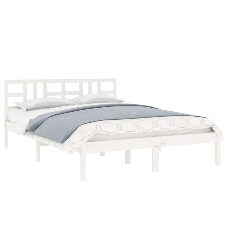 Bedframe massief hout wit 140x200 cm