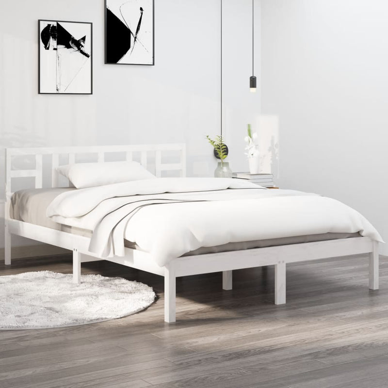 Bedframe massief hout wit 140x200 cm