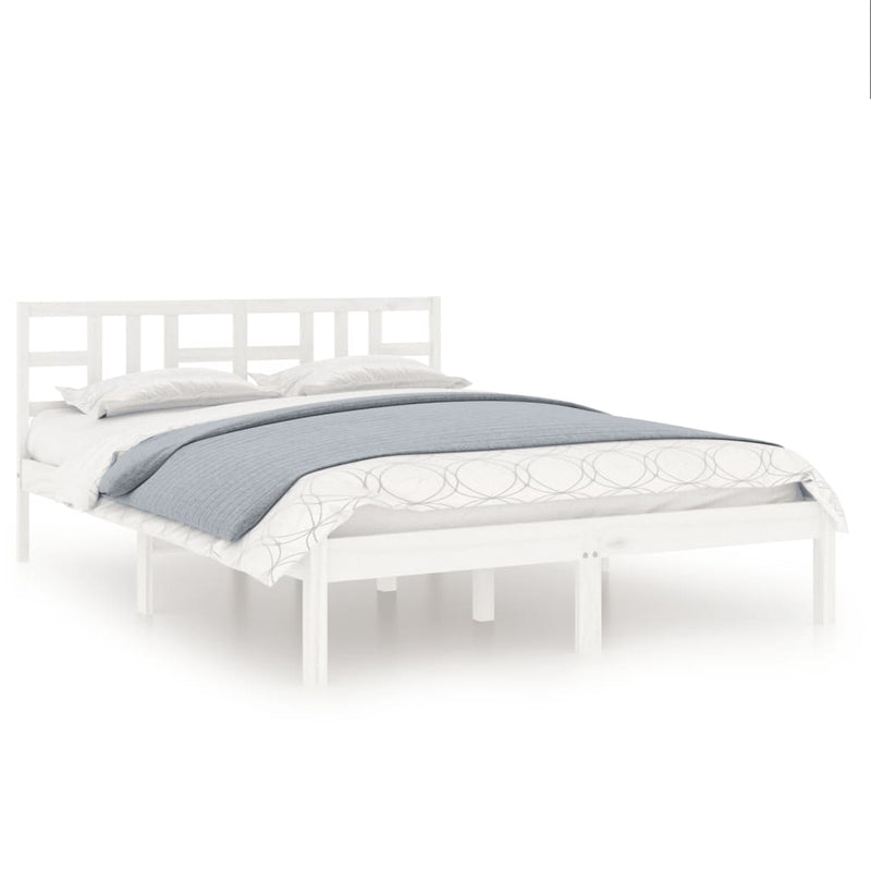 Bedframe massief hout wit 150x200 cm 5FT King Size