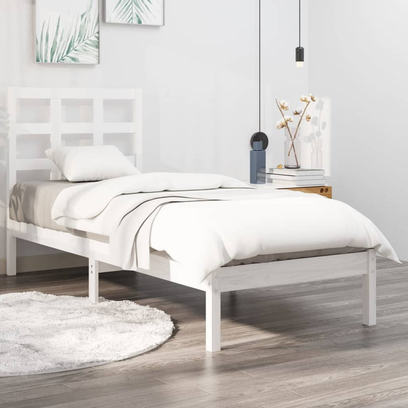 Bedframe massief hout wit 75x190 cm 2FT6 Small Single