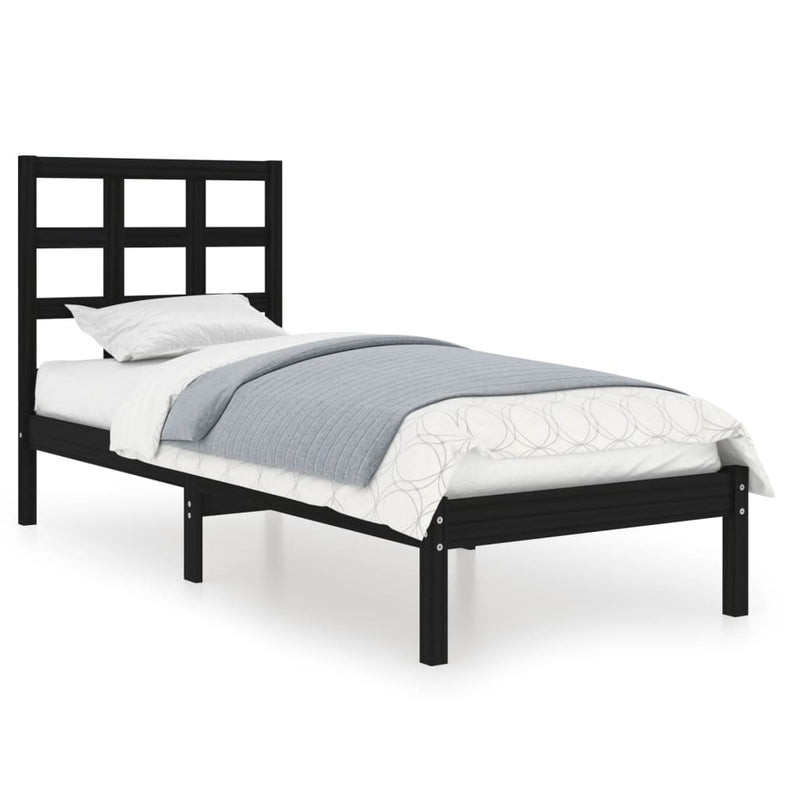 Bedframe massief hout zwart 75x190 cm 2FT6 Small Single
