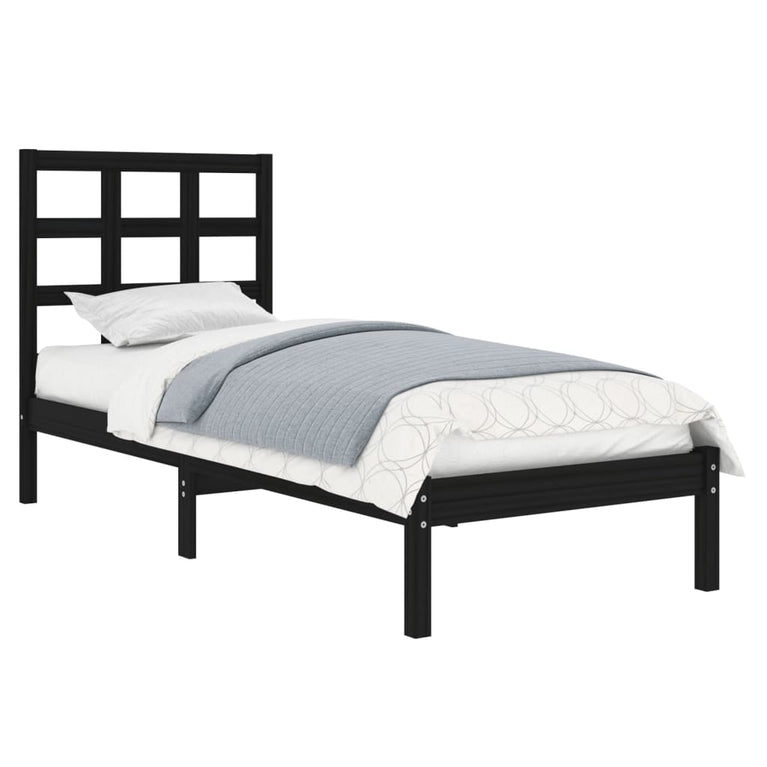 Bedframe massief hout zwart 75x190 cm 2FT6 Small Single
