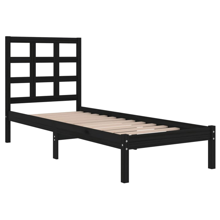 Bedframe massief hout zwart 75x190 cm 2FT6 Small Single