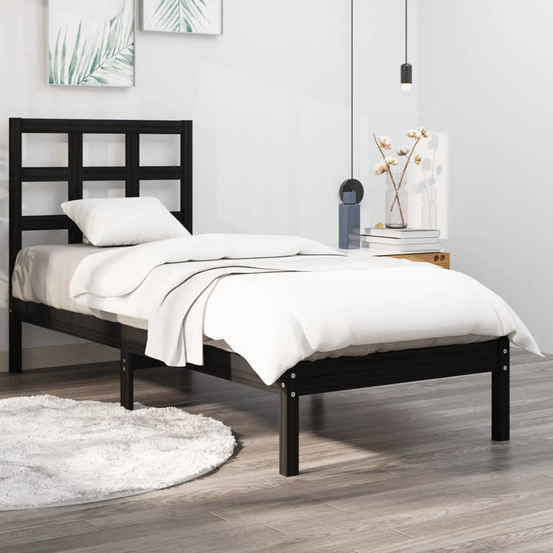 Bedframe massief hout zwart 75x190 cm 2FT6 Small Single