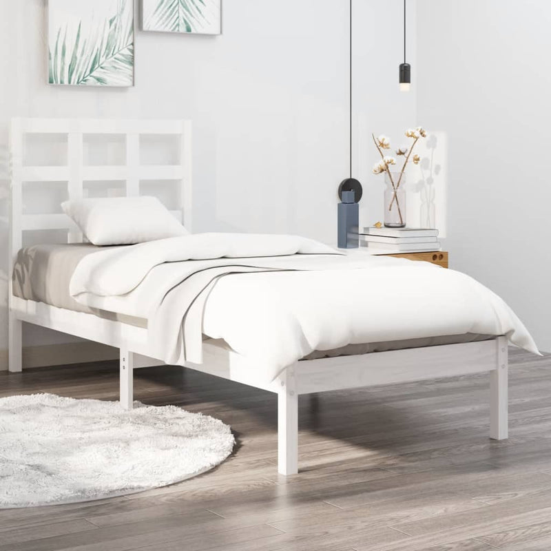 Bedframe massief hout wit 90x190 cm 3FT Single