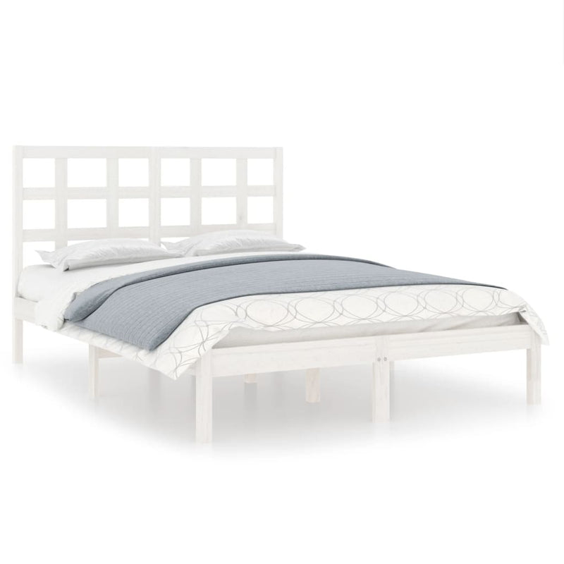 Bedframe massief hout wit 140x190 cm